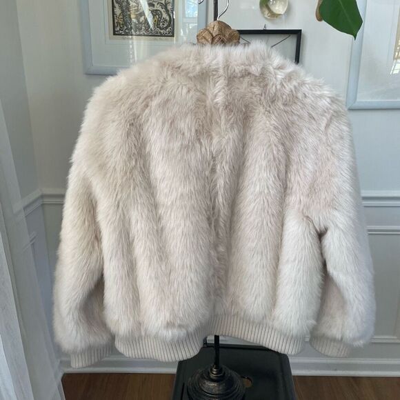 Banana Republic Faux Fur Bomber Jacket Mob Wife L - Picture 6 of 11